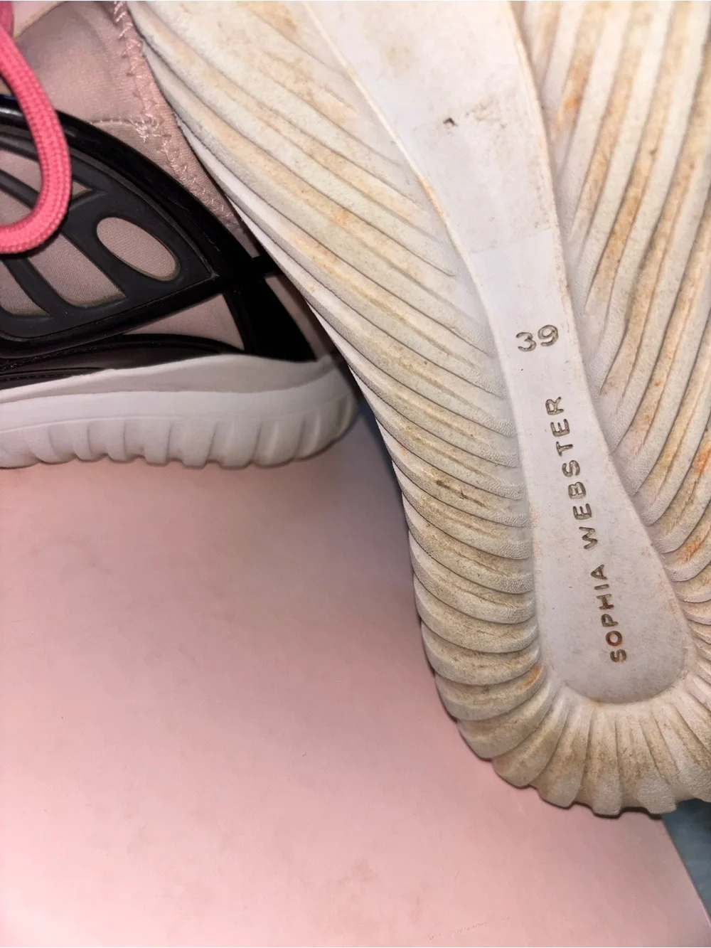 Sophia Webster Pink & Gray Butterfly-Accent Knit Sneakers